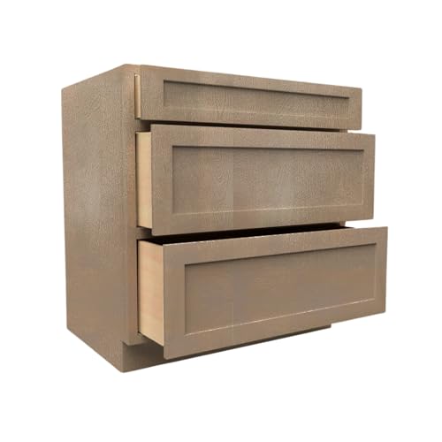 3DB12 Soft Edge 3 Drawers Vanity Base Cabinet, 12W x 34.5H x 24D inch