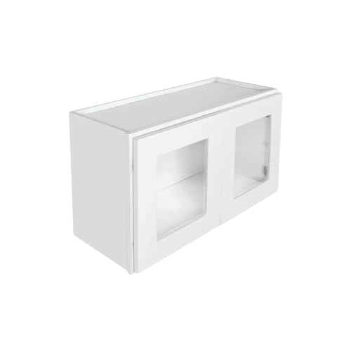 Wall Cabinet 2 Doors Frosted Glass 30" W x 15" H x 12" D